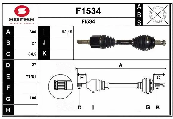 Arbre de transmission SNRA F1534