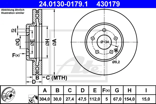 Disque de frein ATE-APAC 24.0130-0179.1