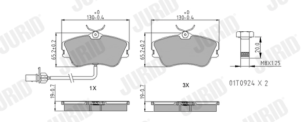 Kit de plaquettes de frein, frein à disque JURID 573050J