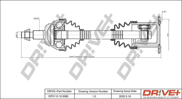 Arbre de transmission Dr!ve+ DP2110.10.0080