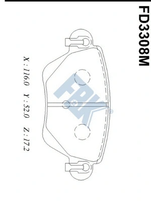 Kit de plaquettes de frein, frein à disque FBK FD3308M