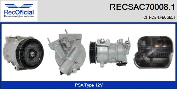 Compresseur, climatisation RECOFICIAL RECSAC70008.1