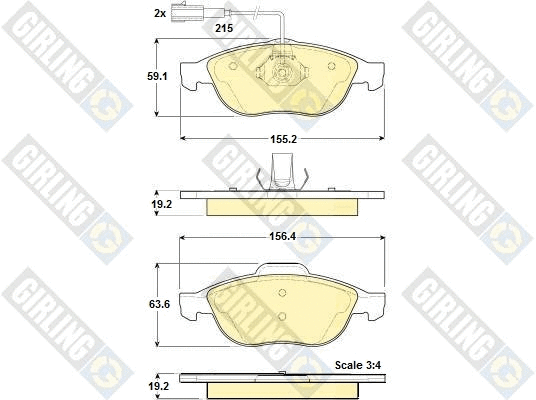 Kit de plaquettes de frein, frein à disque GIRLING 6114412