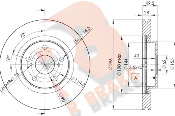 Disque de frein R BRAKE 78RBD23107