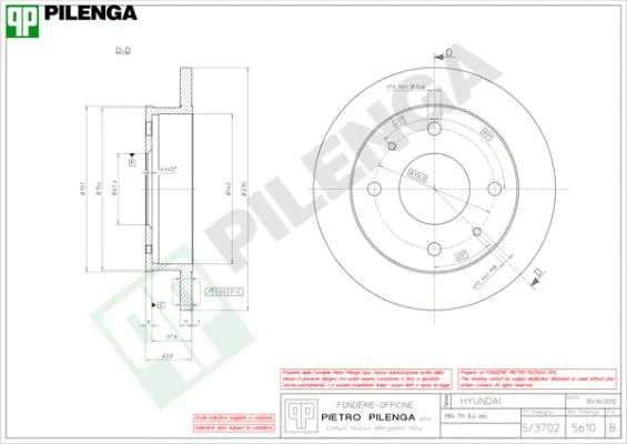 Disque de frein PILENGA 5610