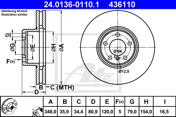 Disque de frein ATE-APAC 24.0136-0110.1