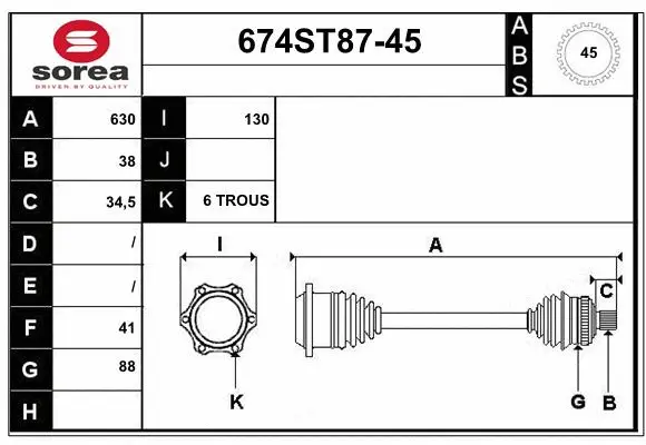 Arbre de transmission STARTCAR 674ST87-45