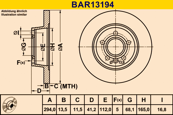 Disque de frein BARUM BAR13194