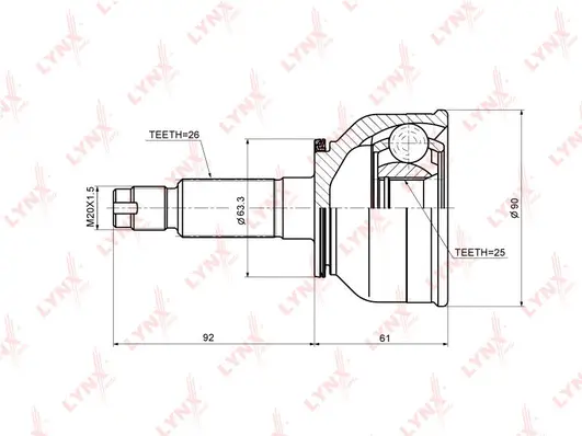 Jeu de joints, arbre de transmission LYNXAUTO CO-5121