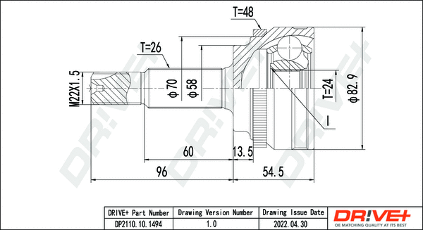 Jeu de joints, arbre de transmission Dr!ve+ DP2110.10.1494