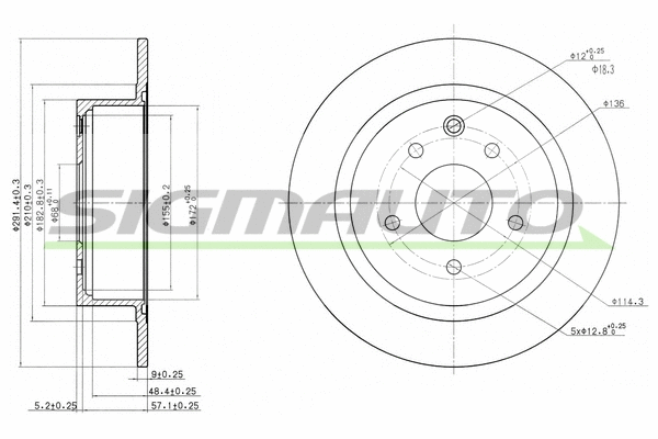 Disque de frein SIGMAUTO DBB590S