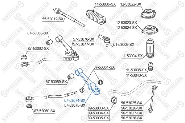 Bras de liaison, suspension de roue STELLOX 57-53074-SX