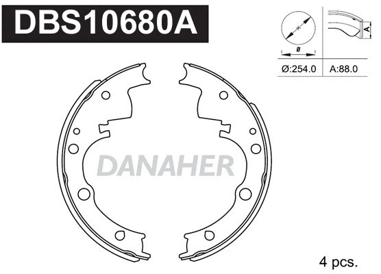 Jeu de mâchoires de frein DANAHER DBS10680A