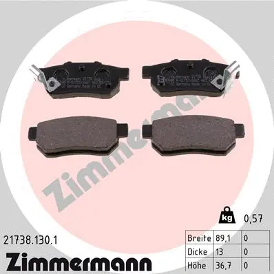 Kit de plaquettes de frein, frein à disque ZIMMERMANN 21738.130.1
