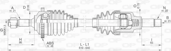 Arbre de transmission OPEN PARTS DRS6464.00