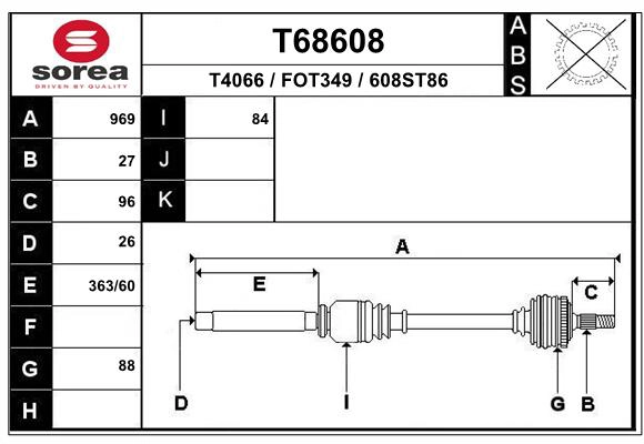 Arbre de transmission EAI T68608