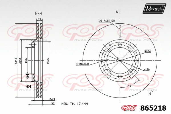 Disque de frein MAXTECH 865218