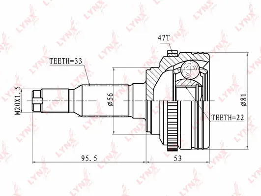 Jeu de joints, arbre de transmission LYNXAUTO CO-1808A