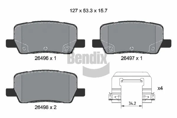 Kit de plaquettes de frein, frein à disque BENDIX Braking BPD2386