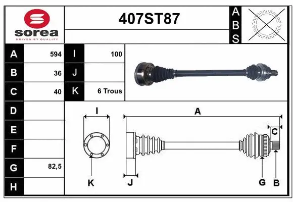 Arbre de transmission STARTCAR 407ST87