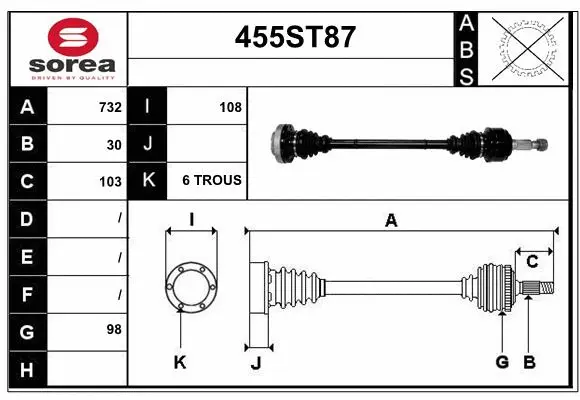 Arbre de transmission STARTCAR 455ST87
