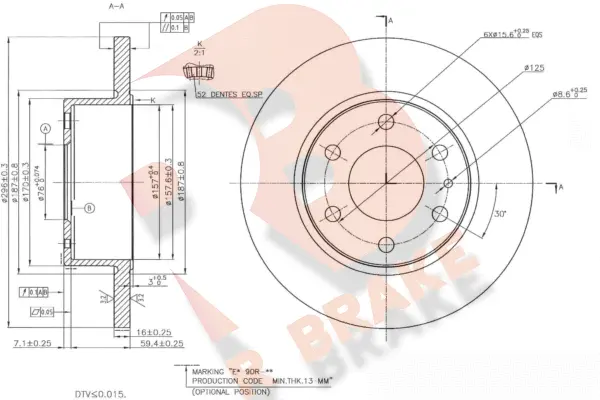 Disque de frein R BRAKE 78RBD28759