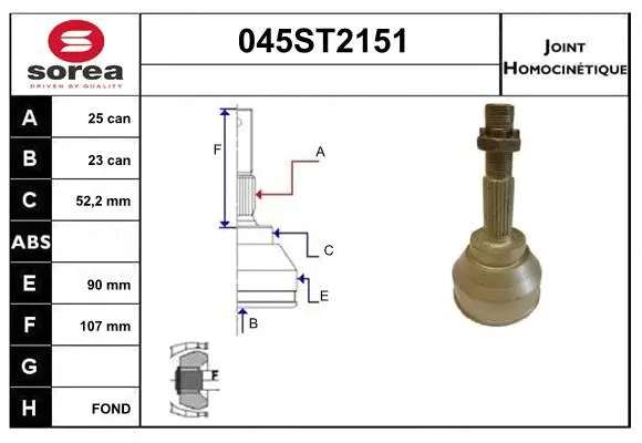 Jeu de joints, arbre de transmission STARTCAR 045ST2151