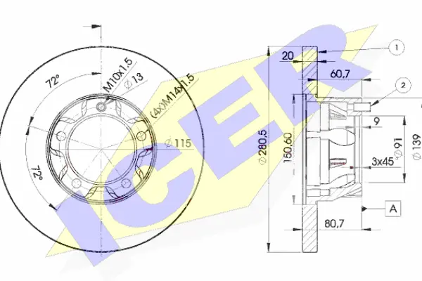 Disque de frein ICER 78BD3017-1