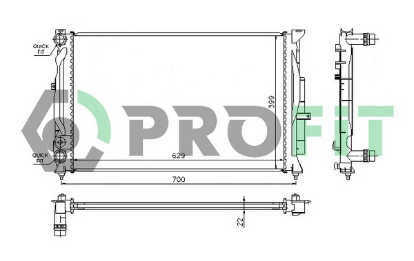 Radiateur, refroidissement du moteur PROFIT PR 0014A2