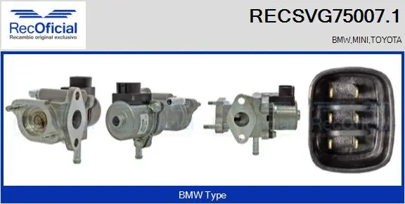 Vanne EGR RECOFICIAL RECSVG75007.1