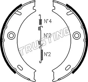 Jeu de mâchoires de frein, frein de stationnement TRUSTING 052.127K