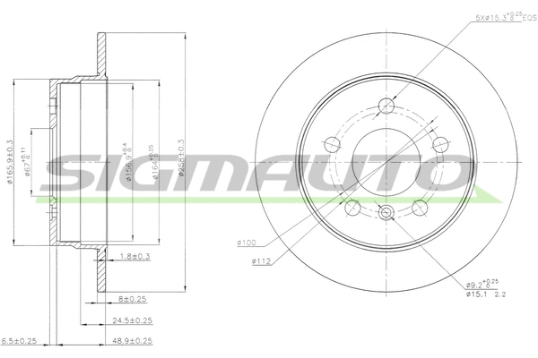 Disque de frein SIGMAUTO DBB258S