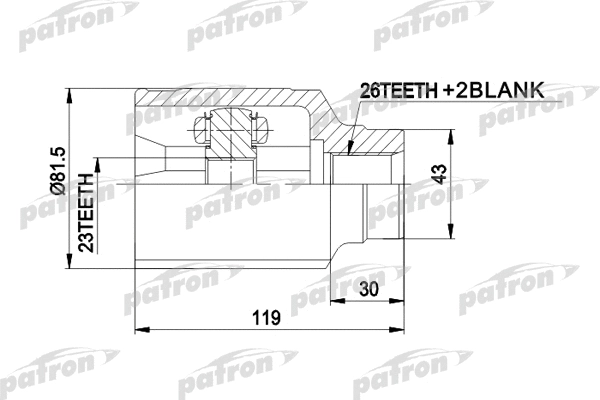 Jeu de joints, arbre de transmission PATRON PCV8301