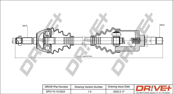 Arbre de transmission Dr!ve+ DP2110.10.0223