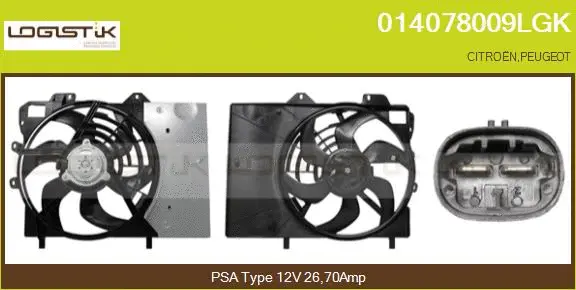 Moteur électrique, ventilateur pour radiateurs LGK 014078009LGK