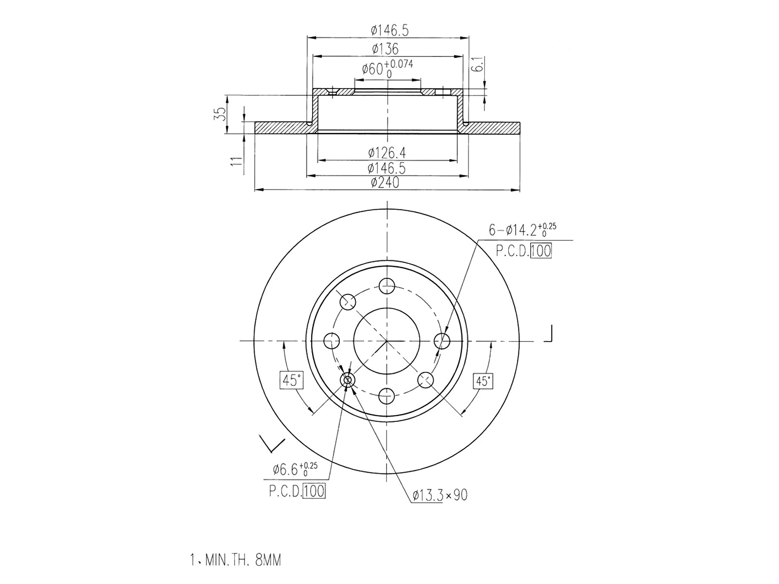Disque de frein A.Z. Meisterteile AZMT-44-024-1074