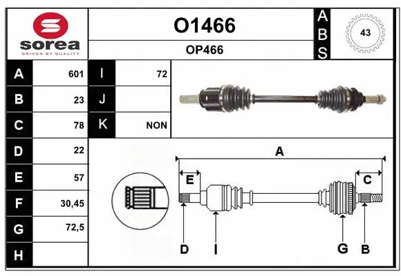 Arbre de transmission SNRA O1466