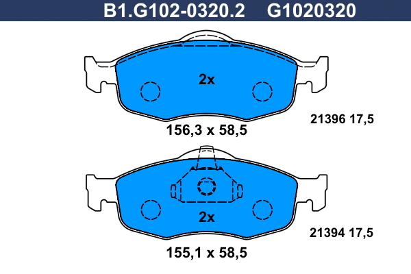 Kit de plaquettes de frein, frein à disque GALFER B1.G102-0320.2