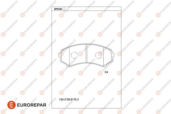 Kit de plaquettes de frein, frein à disque EUROREPAR 1681226680