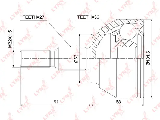 Jeu de joints, arbre de transmission LYNXAUTO CO-3875