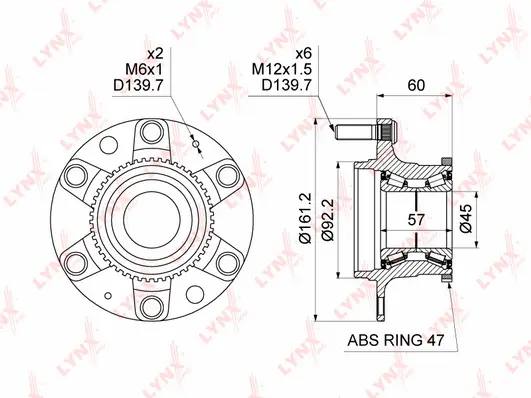 Kit de roulements de roue LYNXAUTO WH-1156