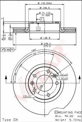 Disque de frein VILLAR 628.1409