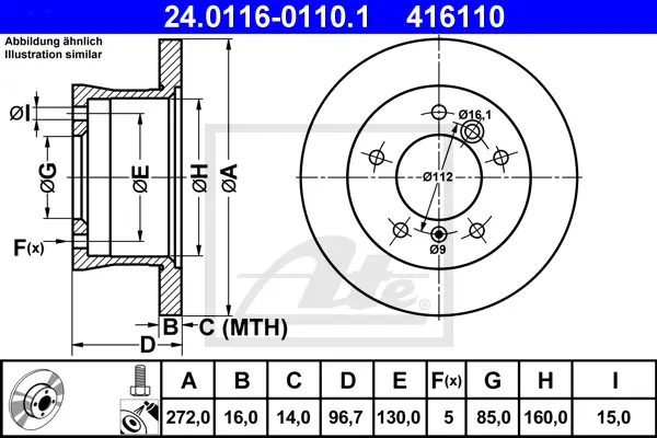 Disque de frein ATE-APAC 24.0116-0110.1