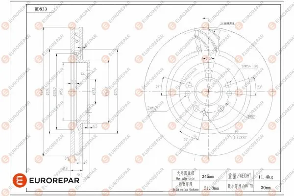 Disque de frein EUROREPAR 1684327580