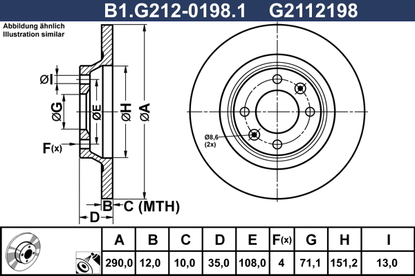 Disque de frein GALFER B1.G212-0198.1