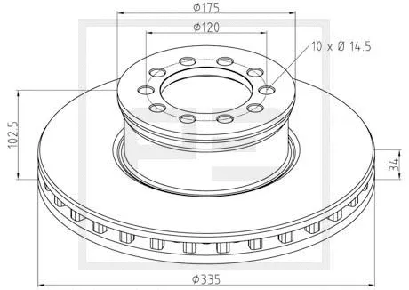 Disque de frein PE Automotive 016.662-00A