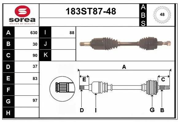 Arbre de transmission STARTCAR 183ST87-48