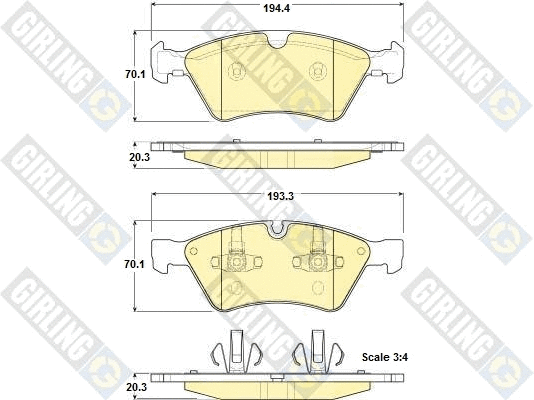 Kit de plaquettes de frein, frein à disque GIRLING 6116422