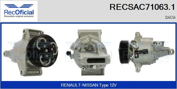 Compresseur, climatisation RECOFICIAL RECSAC71063.1