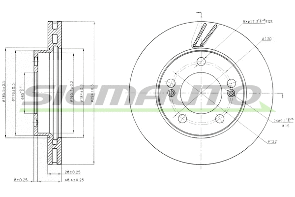 Disque de frein SIGMAUTO DBB627V